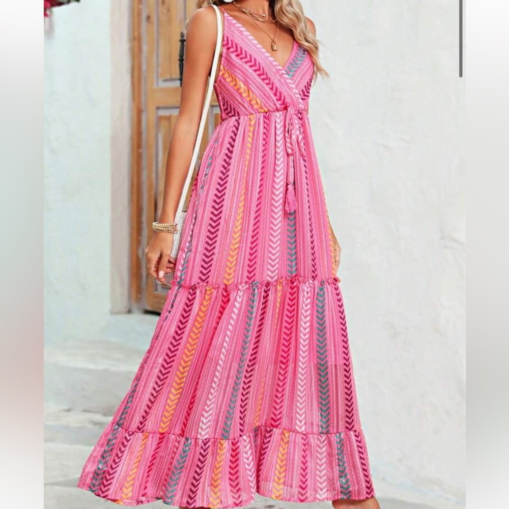 Pink Striped Maxi Dress